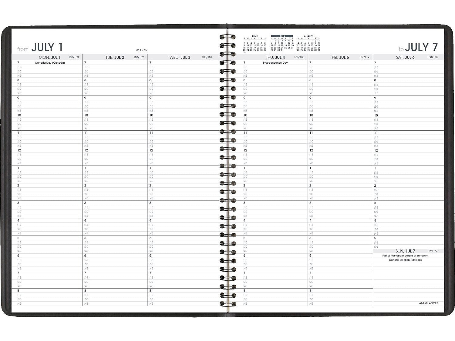 2024-2025 AT-A-GLANCE 8.25" x 11" Academic Weekly Appointment Book, Faux Leather Cover, Black (70-957-05-25)