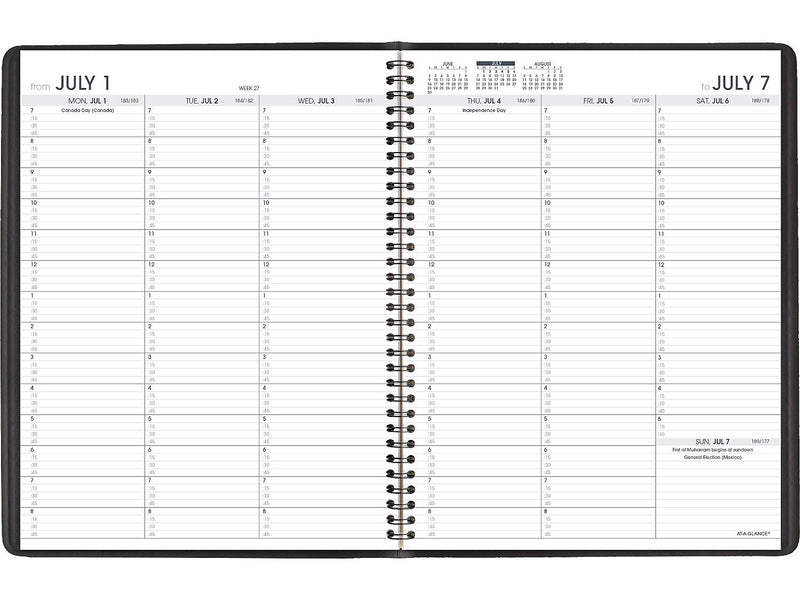 2024-2025 AT-A-GLANCE 8.25" x 11" Academic Weekly Appointment Book, Faux Leather Cover, Black (70-957-05-25)