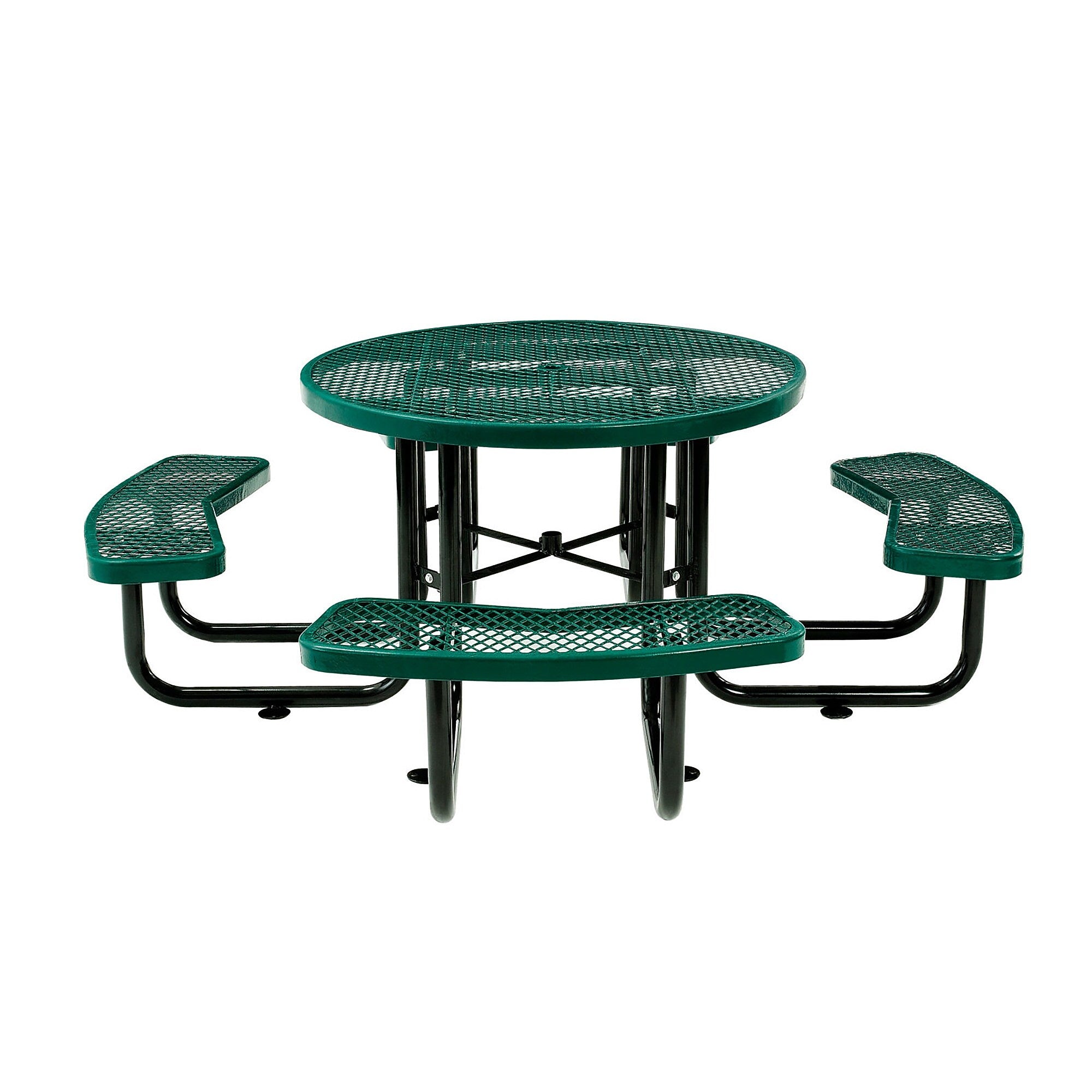 Global Industrial 46" Round Picnic Table, Expanded Metal, Green (277150GN)