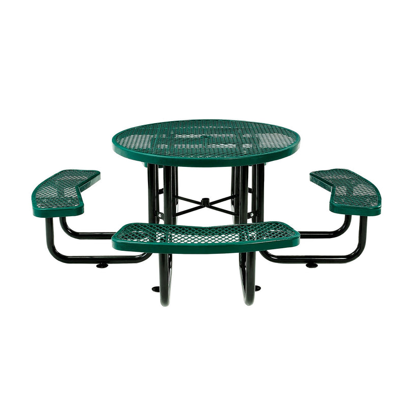 Global Industrial 46" Round Picnic Table, Expanded Metal, Green (277150GN)