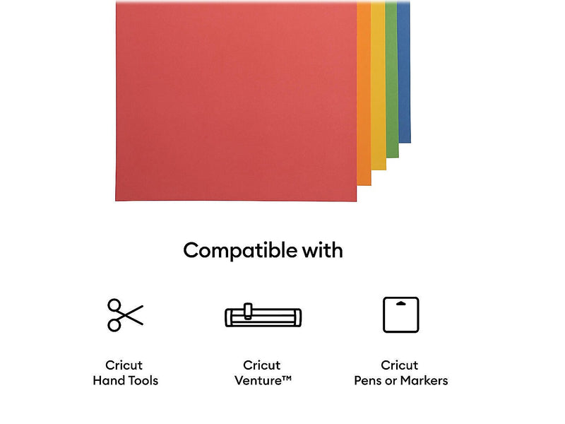 Cricut Smart Paper Die Cutting Sticker Cardstock Sampler, Assorted Colors, 20 Sheets/Pack (2009599)