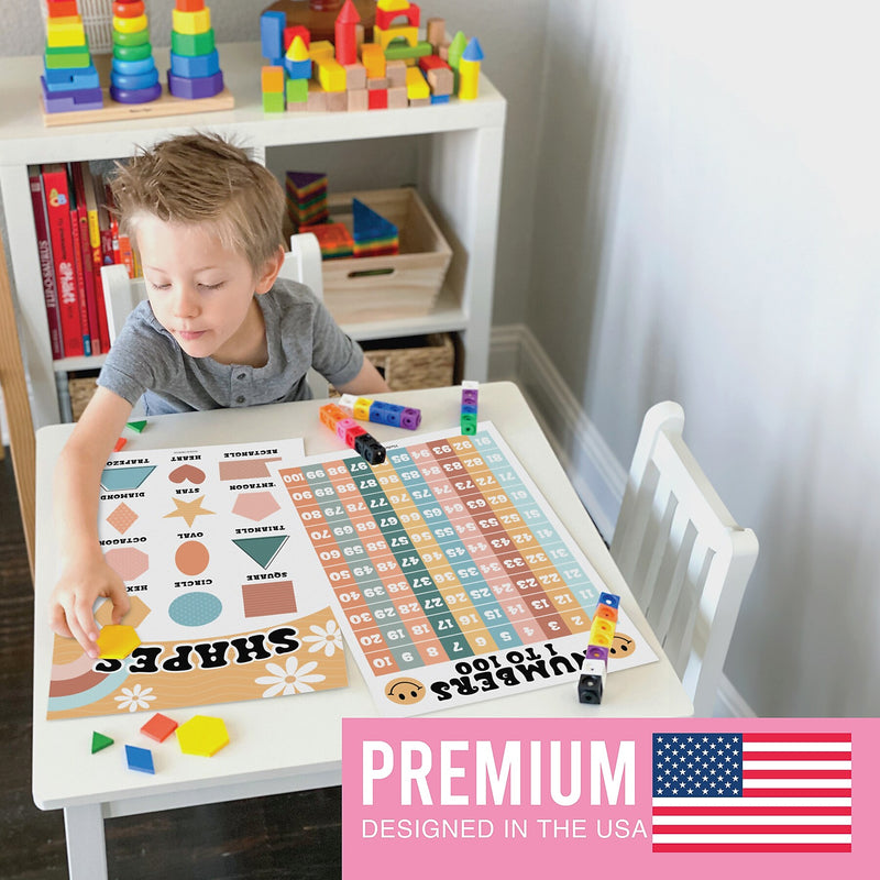 Hadley Designs 17" x 11" Retro Boho Preschool Educational Posters For Toddlers, Laminated, 16/Set (HDDX004ACFGE5)