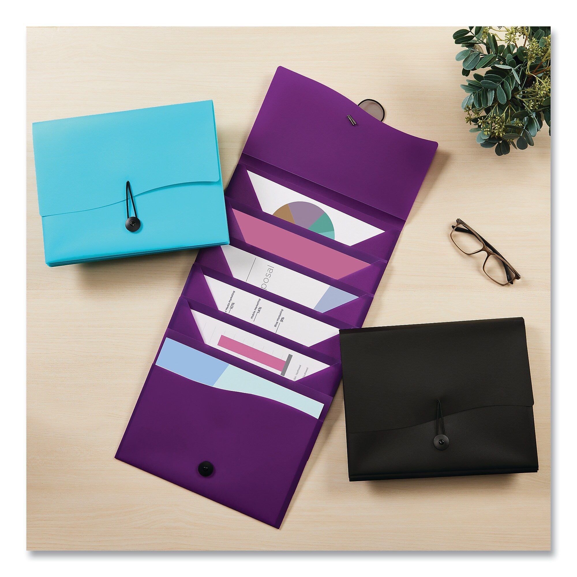 Avery Slide and View Expanding File, 6 Sections, Hook/Loop Closure, Letter Size, Black