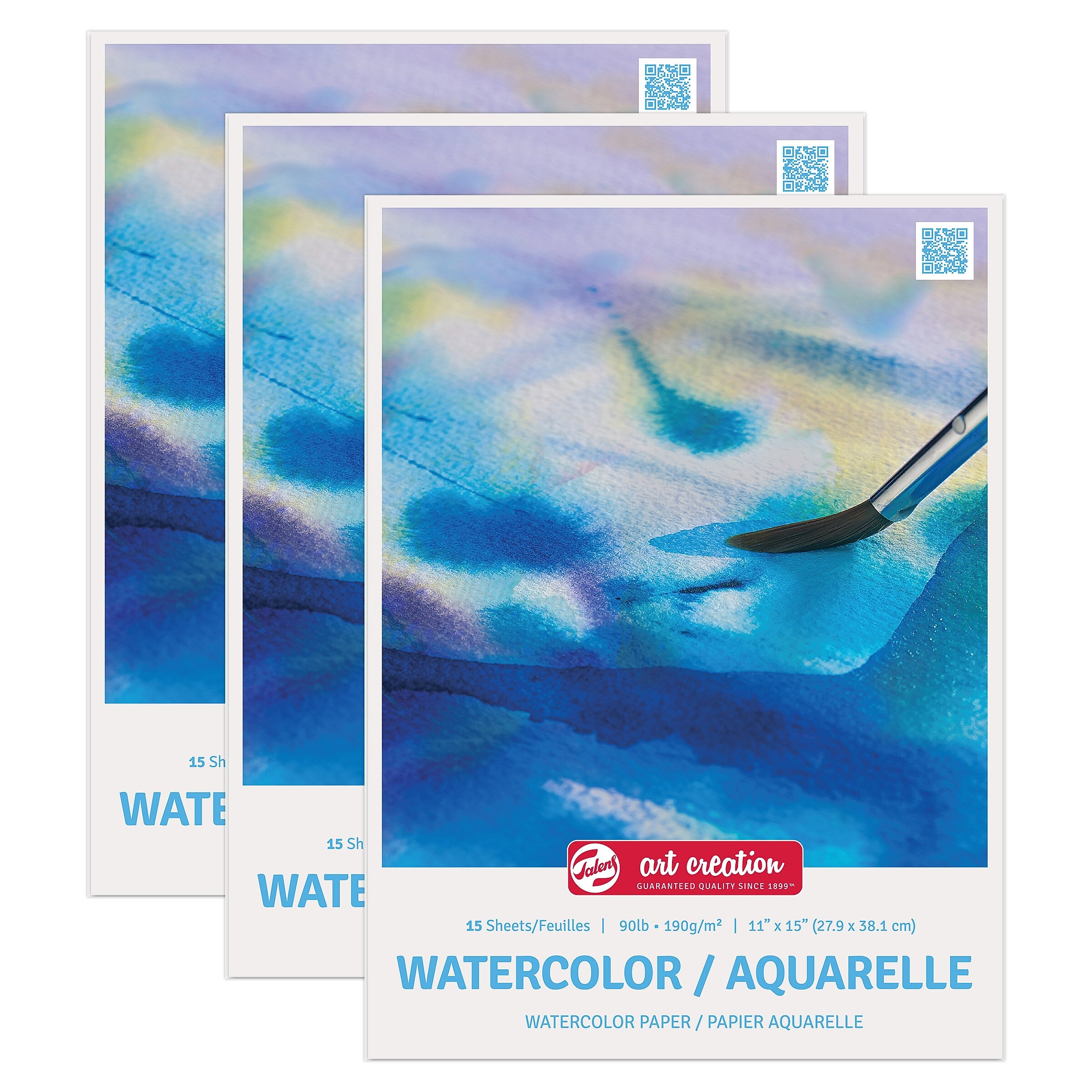 Talens Art Creation 11" x 15" Watercolor Sketch Pad, 15 Sheets/Pad, 3/Bundle (TLN9317802M-3)