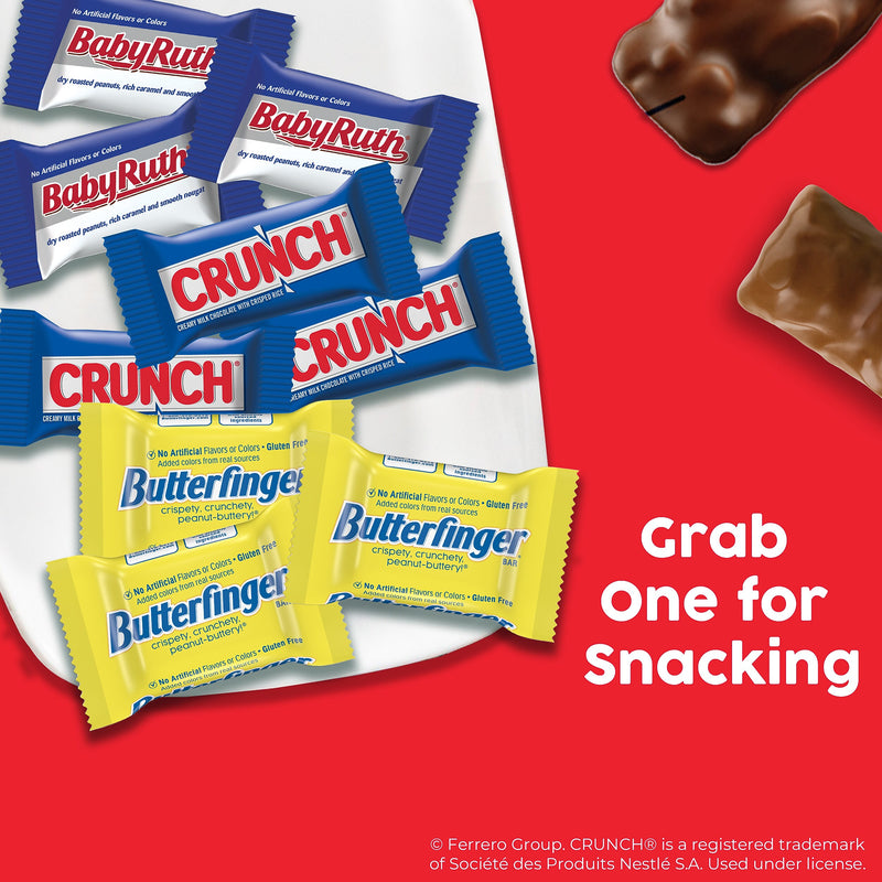 Butterfinger, CRUNCH, and Baby Ruth Assorted Minis Candy Bars, 32.4oz (FEU71526)