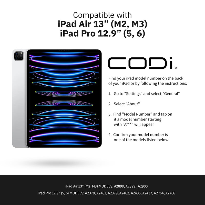 CODi PU Leather 13" Bluetooth Keyboard Case for iPad Pro 5th & 6th Generation, Black (C30708531)