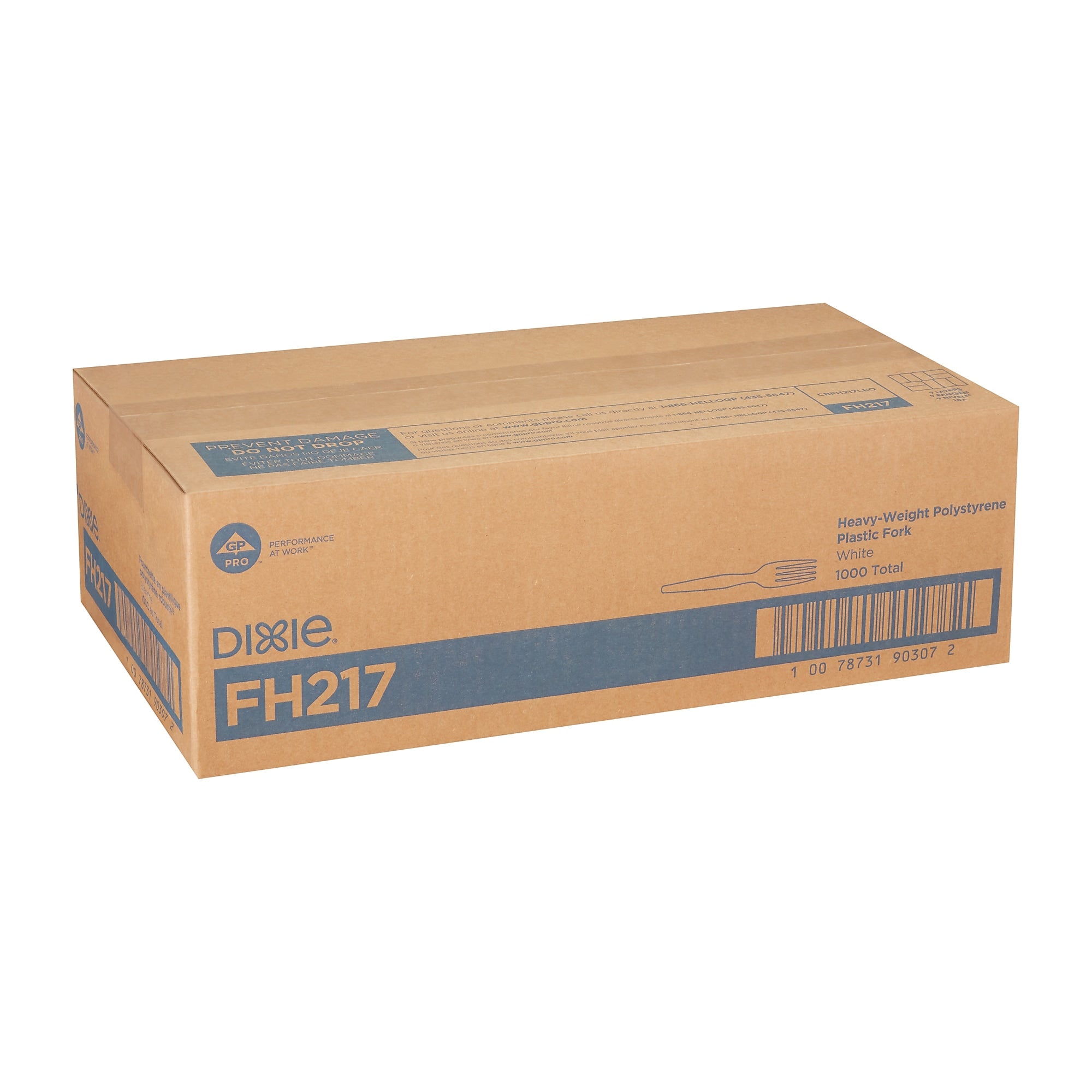 Dixie Plastic Fork, Heavy-Weight, White, 1000/Carton (FH217)