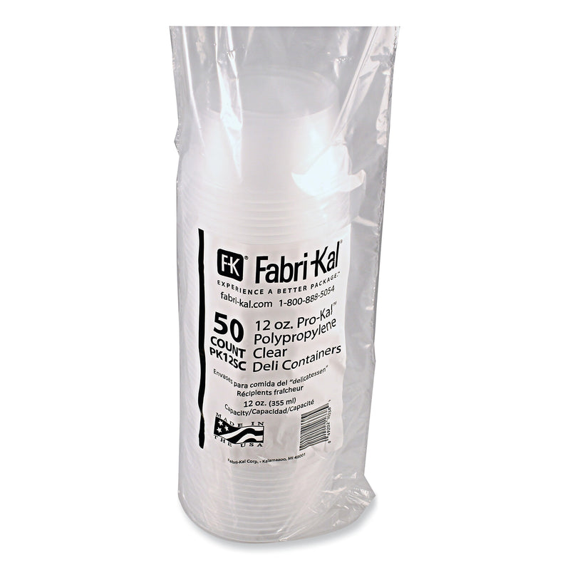 Fabri-Kal Microwavable Deli Containers, 12 oz, 4.6 Diameter x 2.3 h, Clear, Plastic, 500/Carton
