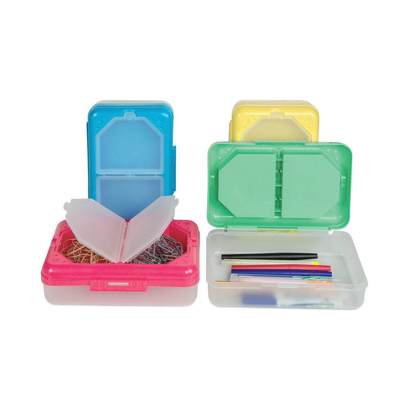 C-Line Storage Box, 5.43 x 8.25 x 2.43, Seafoam Green, Seaside Blue, Sunset Red, Sunny Yellow, 12/Carton (CLI48500DS)