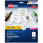 Avery Clean Edge Laser Square Cards with Rounded Corners, 2 1/2" x 2 1/2", White, 20 Sheets/Pack, 180 Cards/Pack (35703)