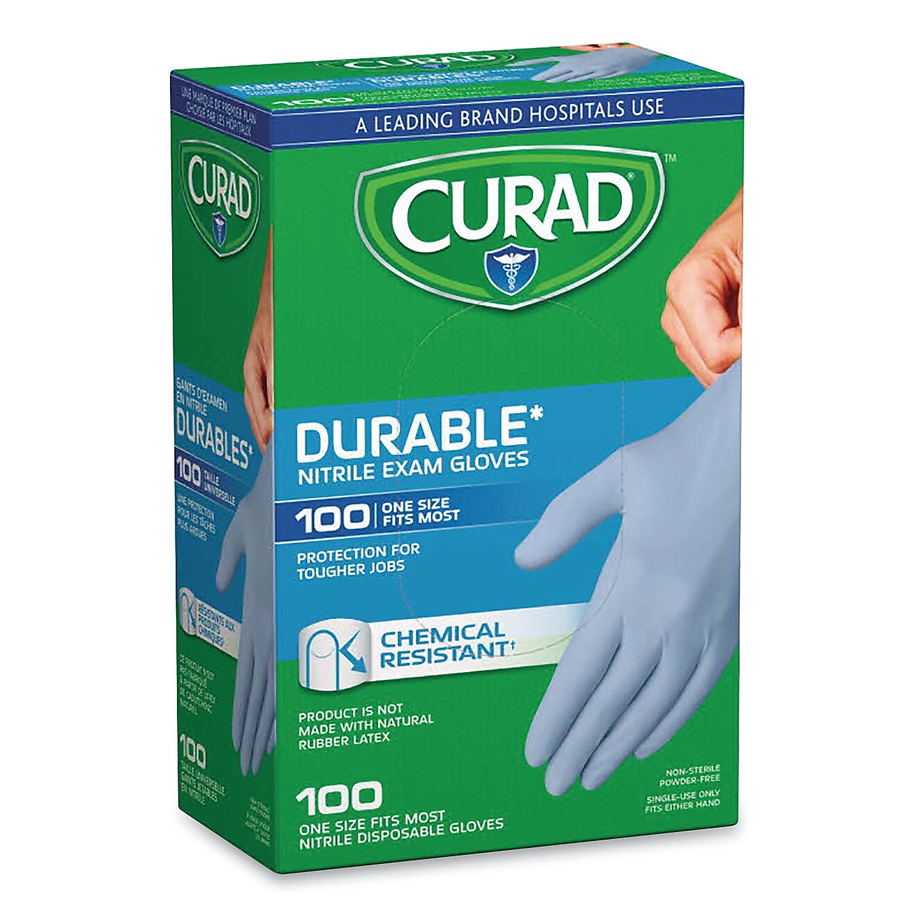 Curad® Durable Exam Gloves, One Size, 100/Carton (CUR4145R)