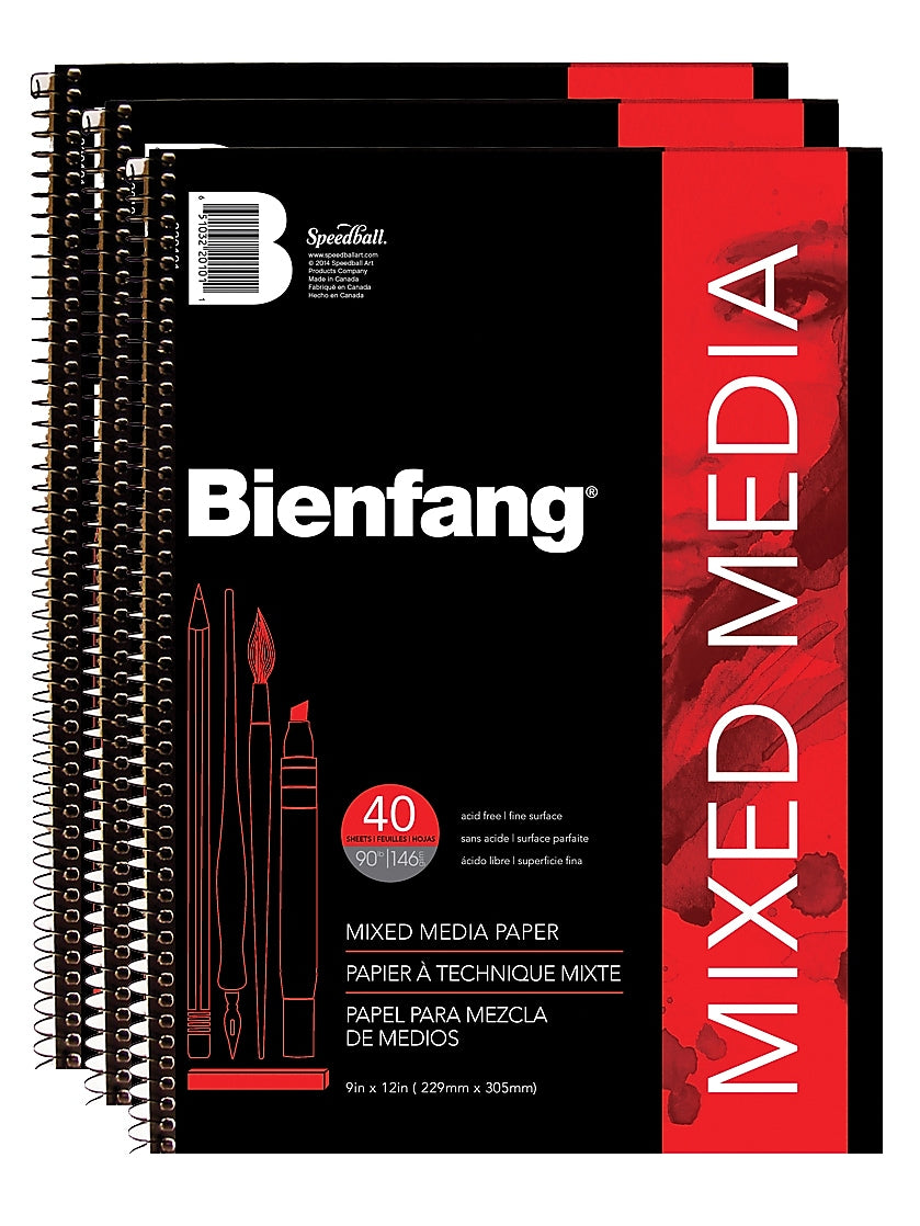 Bienfang Design/Craft Paper, 9" x 12", White, 40 Sheets/Pad, 3 Pads/Pack (PK3-220101)
