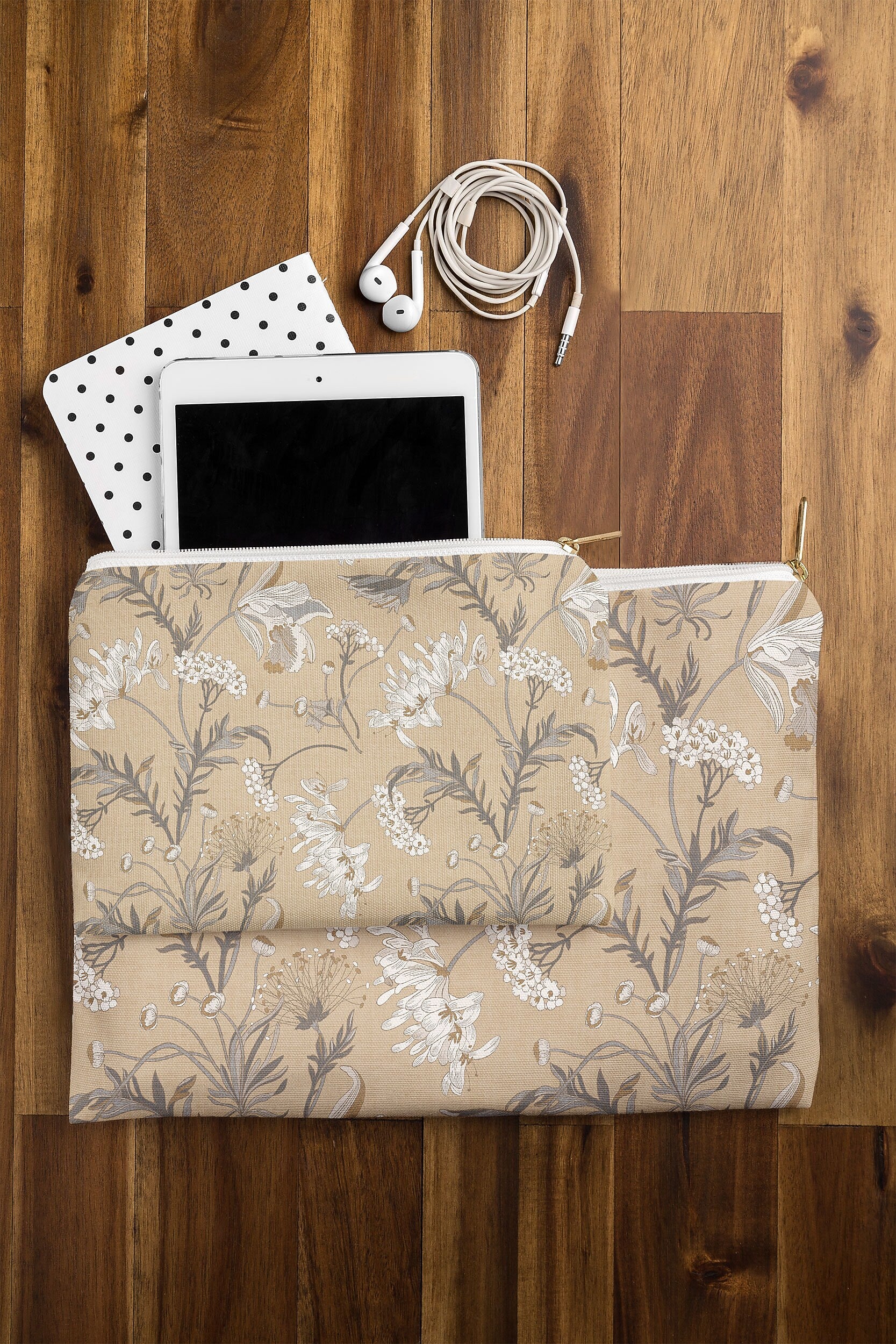 DENY Designs Poesie French Garden 8.5" Polyester Travel Pouch, Water Resistant, Multicolored (88087-WPOFSM)