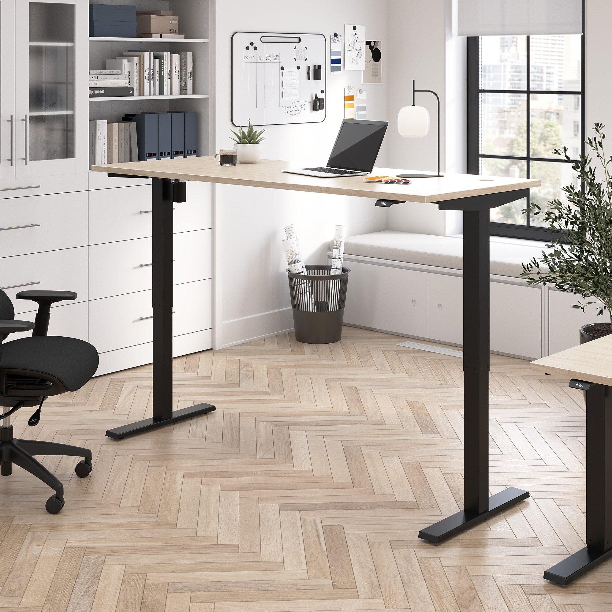 Bush Business Furniture Move 40 Series 72"W Electric Adjustable Standing Desk, Natural Elm/Black Powder Coat (M4S7230NEBK)