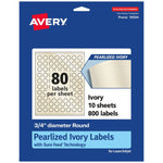 Avery Laser/Inkjet Round Multipurpose Labels, 0.75" Dia., Ivory, 800 Labels/Pack (94504)