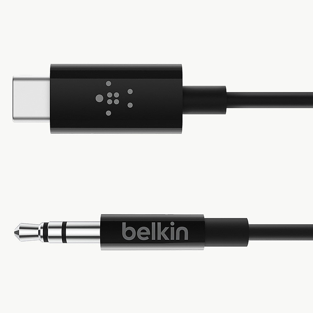 Belkin RockStar 3' USB-C to 3.5mm Audio Cable, Male to Male, Black (F7U079BT03-BLK)