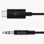 Belkin RockStar 3' USB-C to 3.5mm Audio Cable, Male to Male, Black (F7U079BT03-BLK)