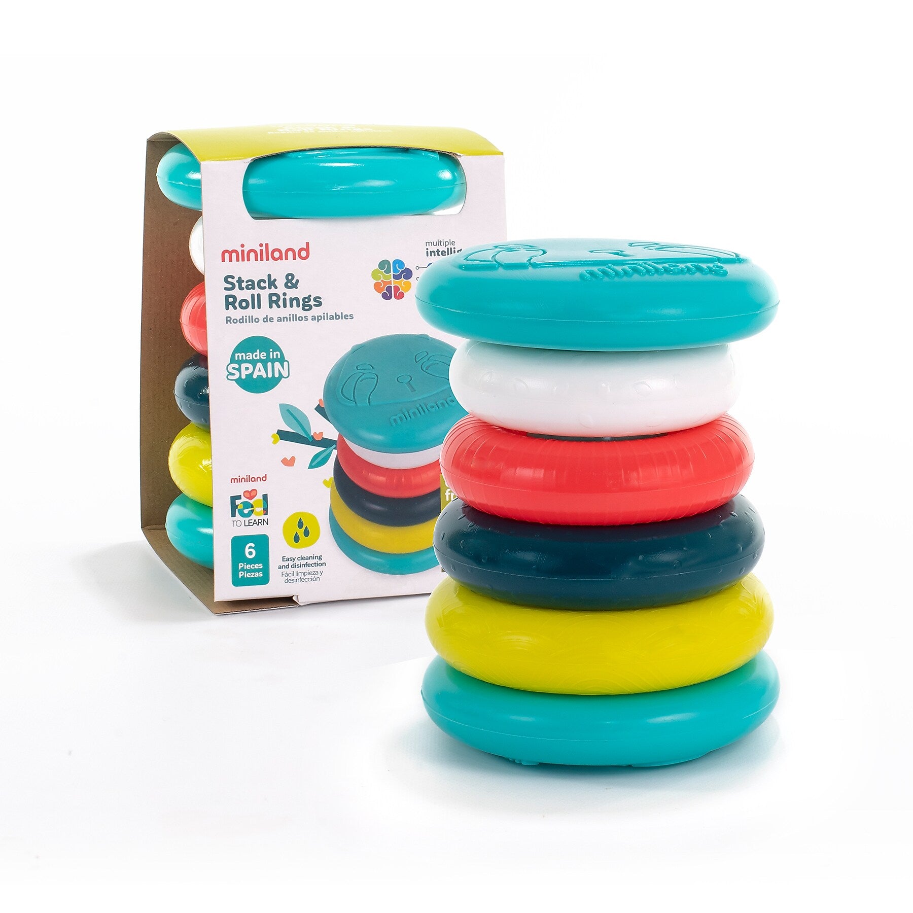 MINILAND Feel to Learn: Stack & Roll Rings, Multicolored (MLE97330)