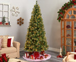 Nearly Natural 8-ft Wisconsin Slim Snow Tip Pine Artificial Christmas Tree with 600 Clear LED Lights (T3050)