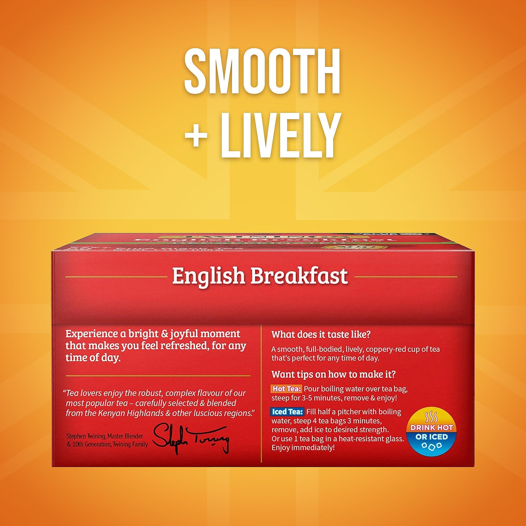 Twinings Decaf English Breakfast Black Tea Bags, 50/Box (TNA36534)