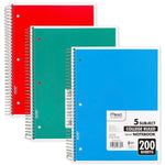 Mead 5-Subject Notebook, 8.5" x 11", College Ruled, 200 Sheets, Assorted Colors (06780)