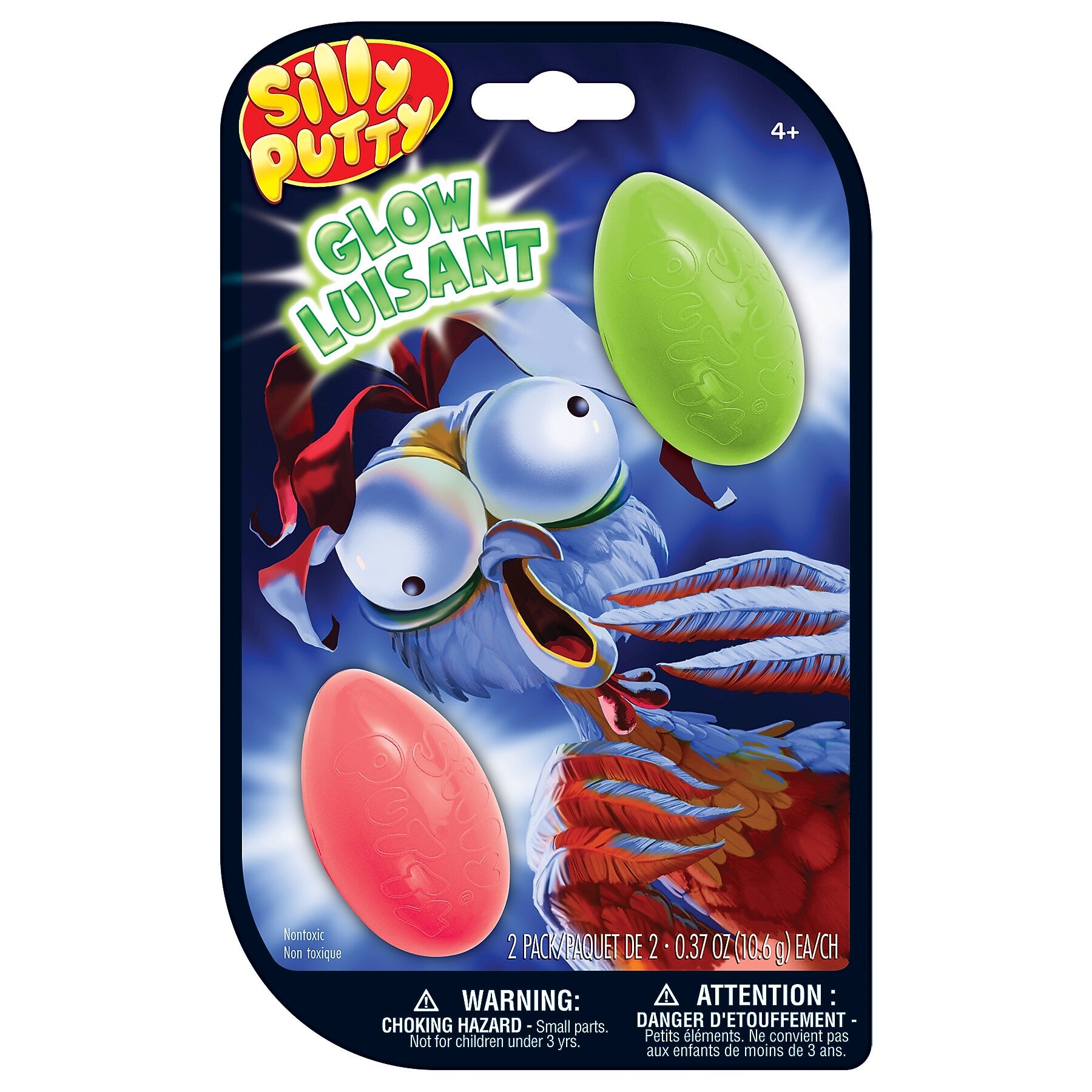 Crayola Silly Putty Glow Eggs, Assorted Colors, 2/Pack, 4 Packs/Bundle (BIN080990-4)