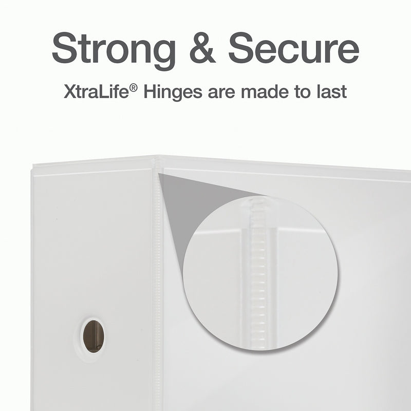 Cardinal XtraLife Slant-D Non-Stick Locking ClearVue Heavy Duty 6" 3-Ring View Binders, D-Ring, White (26360)