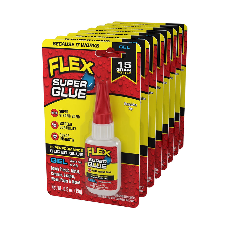 Flex Seal Gel Super Glue, 0.5 oz., Clear, 8/Pack (SGGELB15-CS)