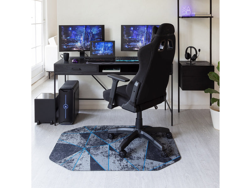 Anji Mountain Rug'd Cracked Ice Carpet & Hard Floor Gaming Chair Mat, 36" x 48", Gray/Blue (AMB9100)