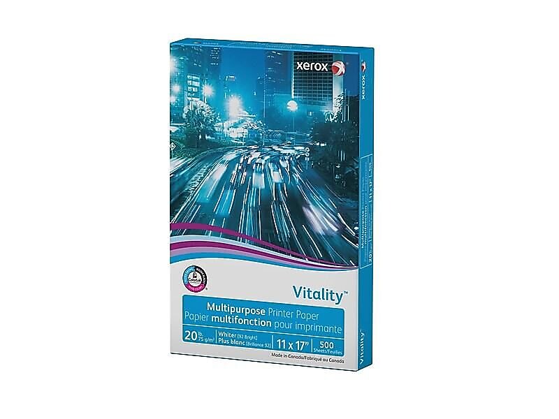 Xerox Vitality 11" x 17" Multipurpose Paper, 20 lbs., 92 Brightness, 500 Sheets/Reams, 5 Reams/Carton (3R3761)