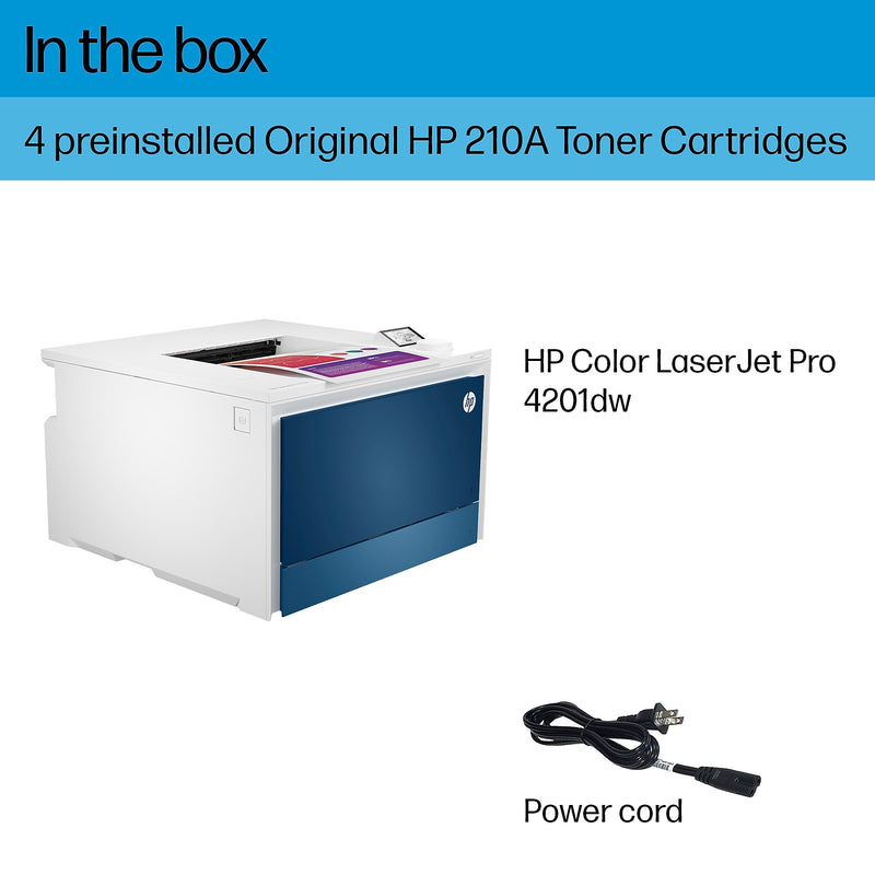 HP LaserJet Pro 4201dw Wireless Color Laser Printer, Print Only, Best for Office (4RA86F)