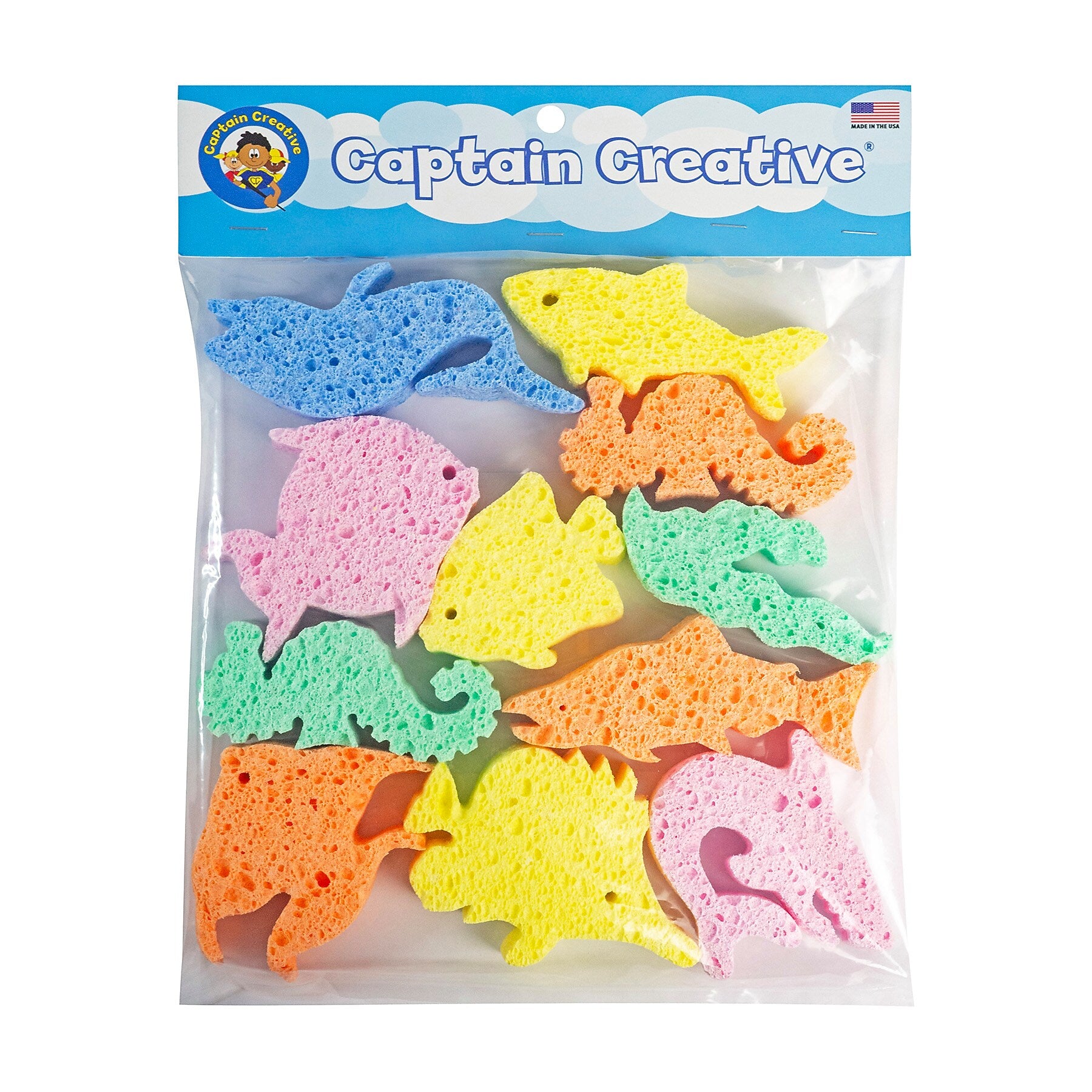 Captain Creative Super Sponges Sea Life Pack, 1", Assorted Colors, 8/Set (APISS18005)