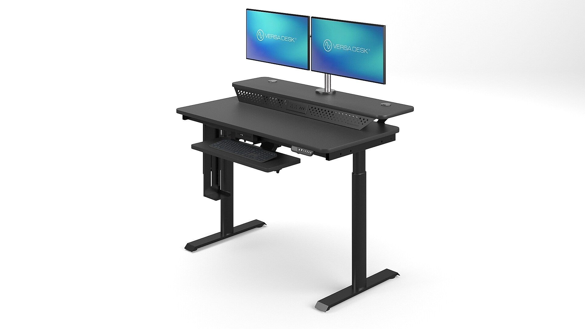 VersaDesk PowerLift Split-Level 48"W Electric Rectangular Adjustable Standing Desk, Black (PL2SD4830-BB)