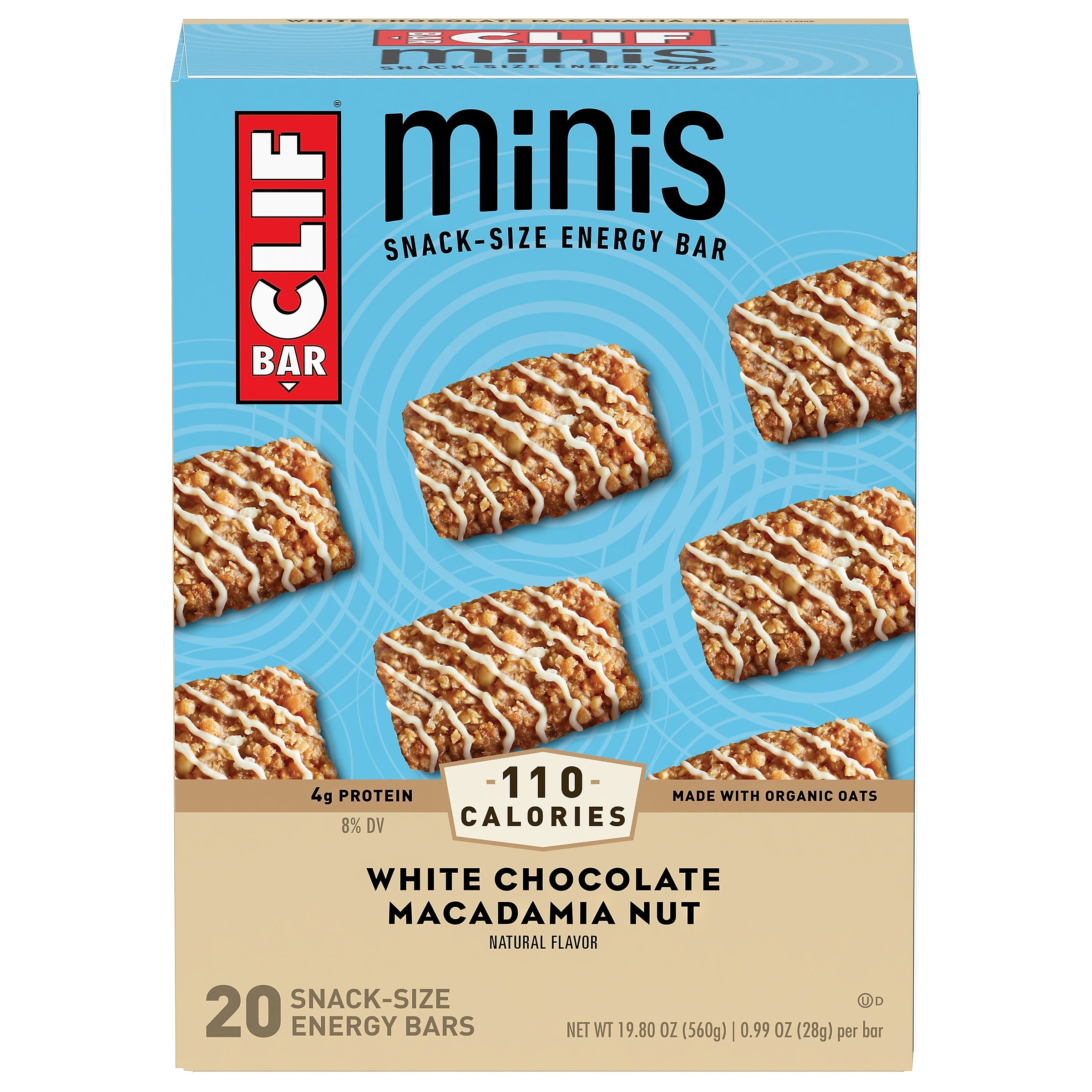 Clif Minis White Chocolate Macadamia Nut Energy Bar, 1 oz., 20 Bars/Box (CCC37295)