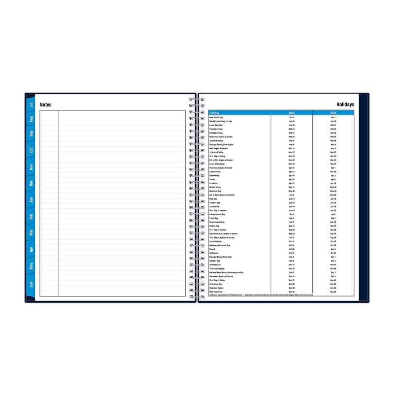 2025-2026 Blue Sky Collegiate 8.5" x 11" Academic Year Weekly & Monthly Planner, Plastic Cover, Navy (148672-A26)