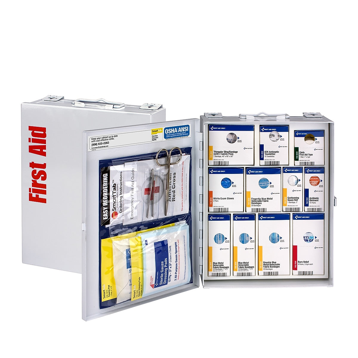 SmartCompliance Food Service Metal First Aid Cabinet without Medication, 25 People, 137 Pieces (1350-FAE-0103)