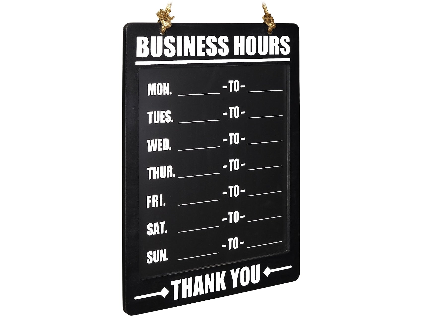 Excello Global Products Business Hours Indoor/Outdoor Hanging Chalkboard, 10" x 13.75", Black (EGP-HD-0311A-S)