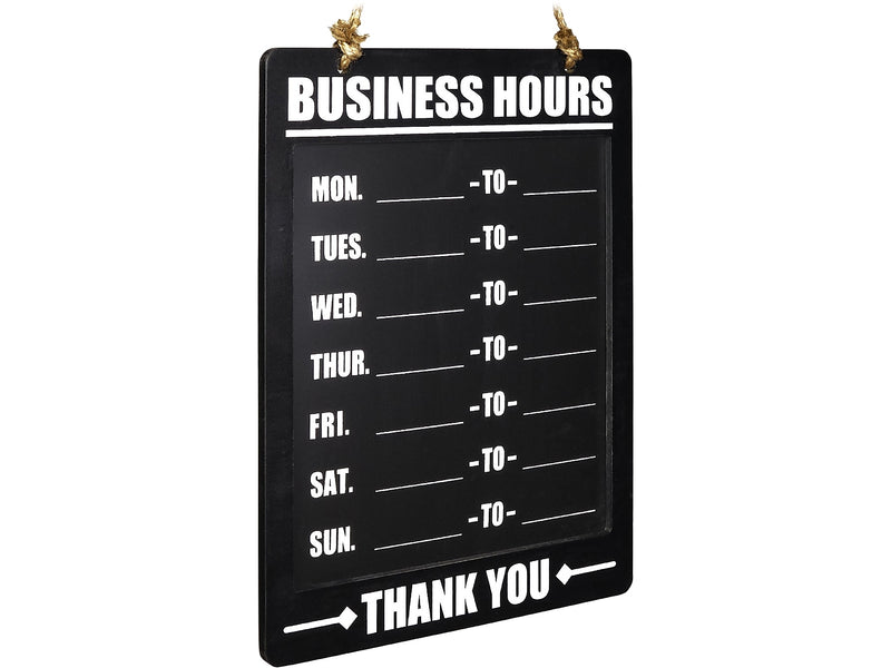 Excello Global Products Business Hours Indoor/Outdoor Hanging Chalkboard, 10" x 13.75", Black (EGP-HD-0311A-S)