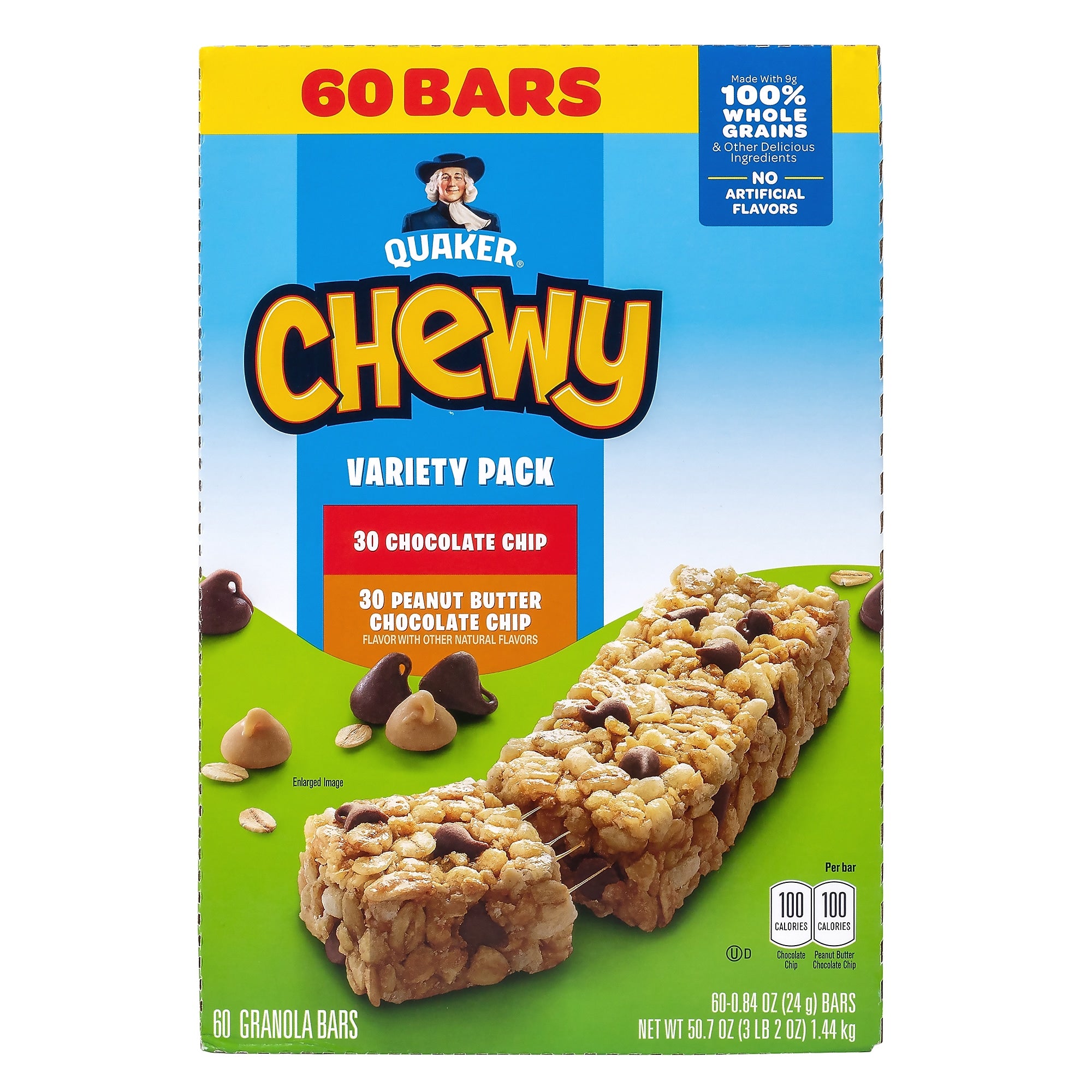Quaker Chewy Granola Bar Variety Pack, 0.84 oz., 60 Bars/Box (220-00434)