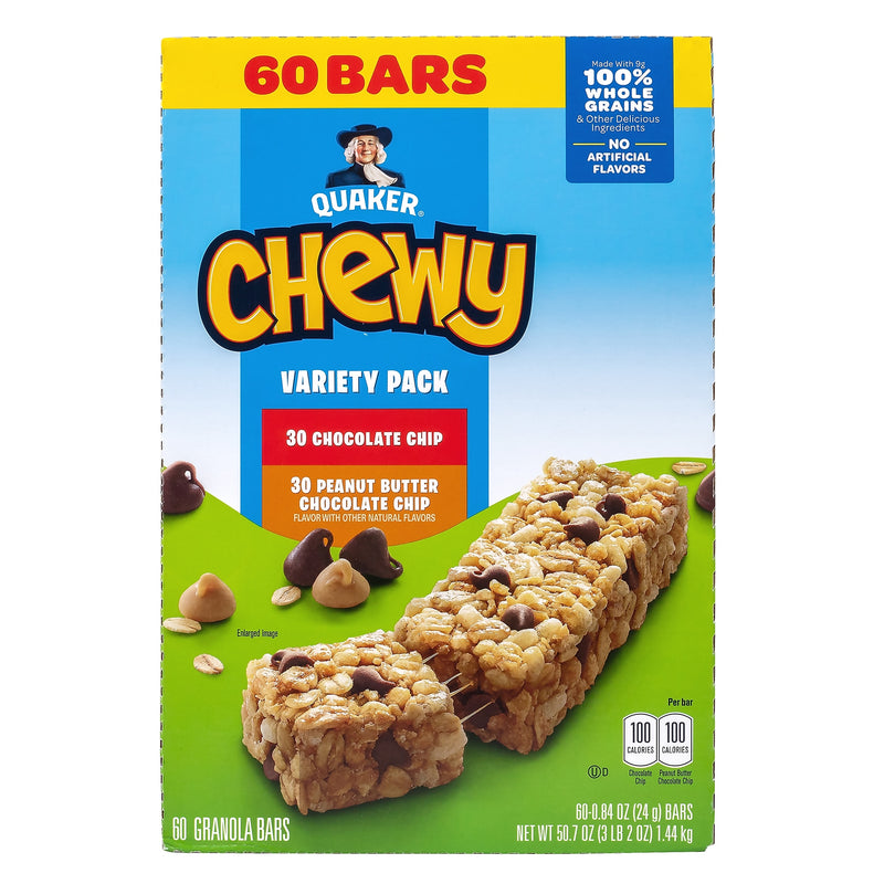 Quaker Chewy Granola Bar Variety Pack, 0.84 oz., 60 Bars/Box (220-00434)