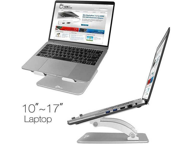 SIIG Adjustable Aluminum Stand for Laptops and Macbooks, Silver (CE-MT2C12-S1)