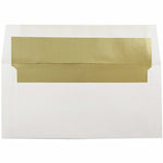 JAM Paper Booklet Envelope 3 7/8" x 8 7/8", White with Gold Foil, 100/Pack (32430262d)