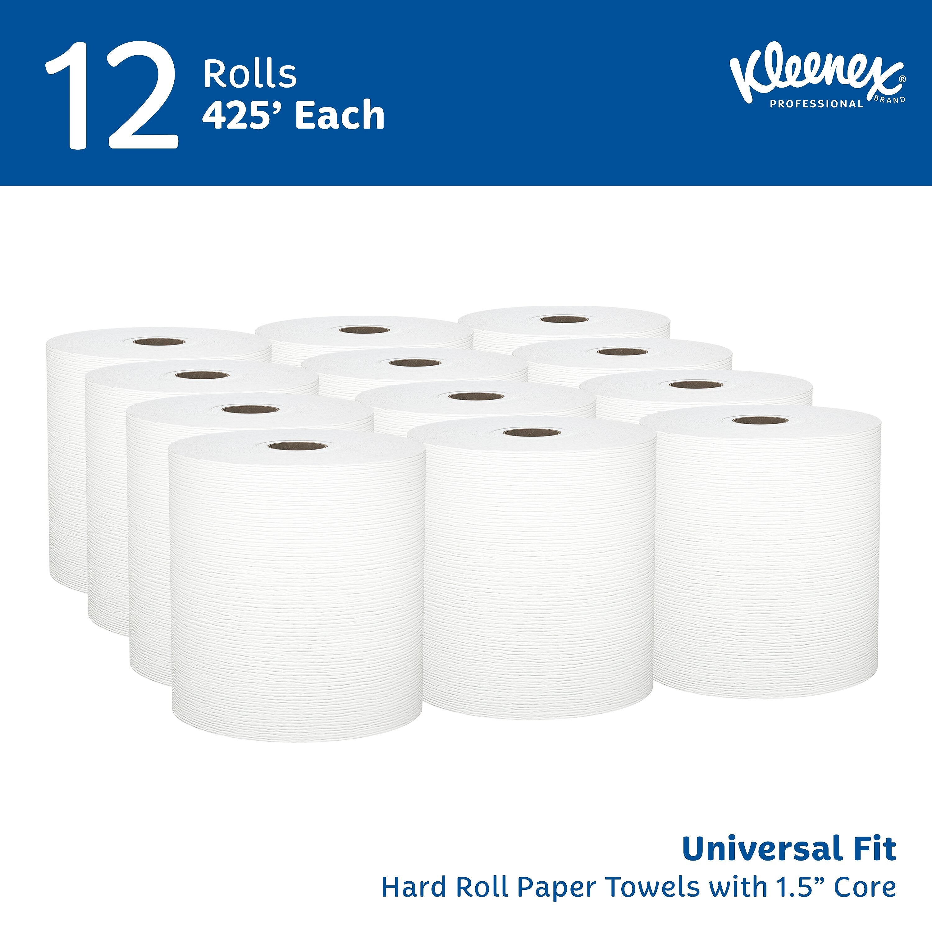Kleenex Professional Recycled Hardwound Paper Towels, 1-ply, 425 ft./Roll, 12 Rolls/Carton (01080)