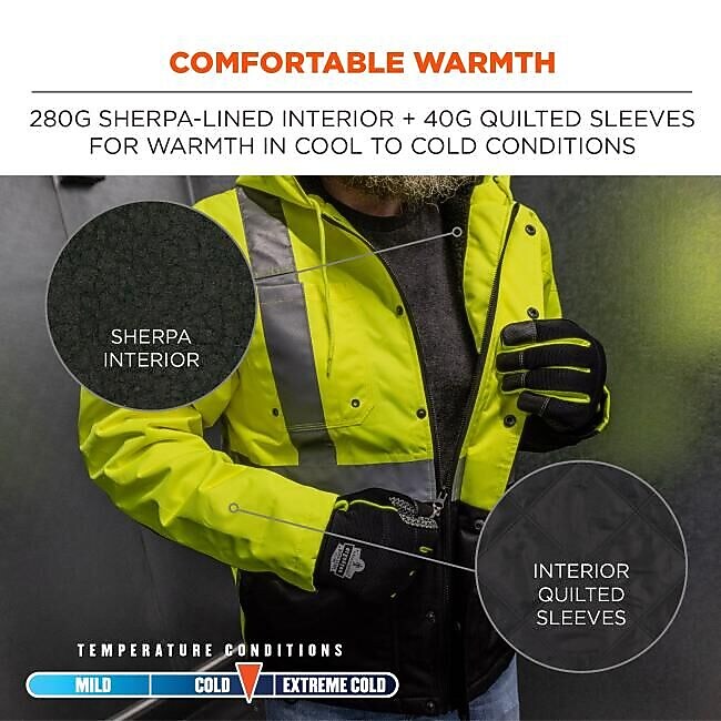 GloWear 8275 Heavy-Duty High-Visibility Workwear Jacket, S, Lime/Black (23972)
