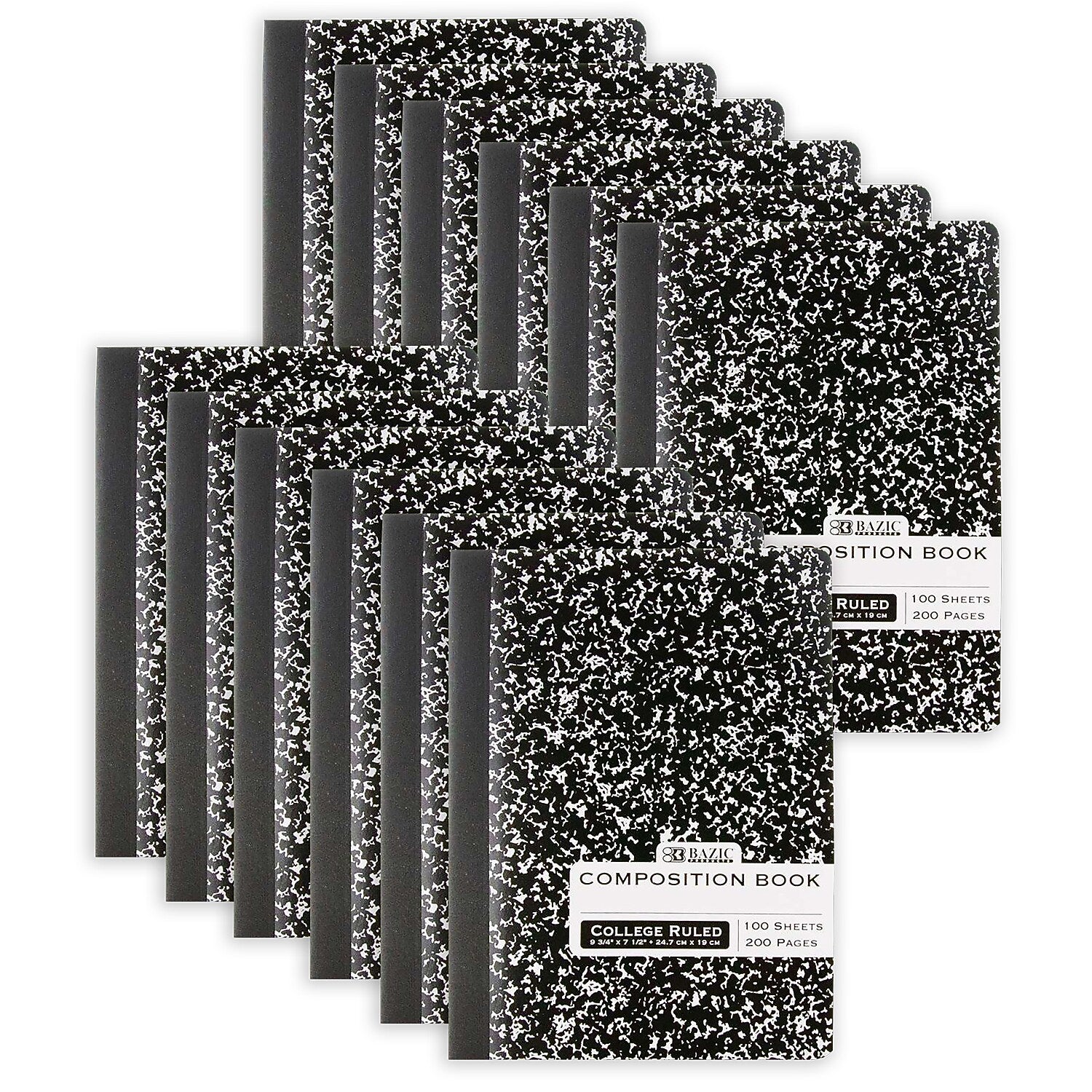Bazic 1-Subject Composition Notebooks, College Ruled, 100 Sheets, Multicolor, 12/Bundle (BAZ5050-12)