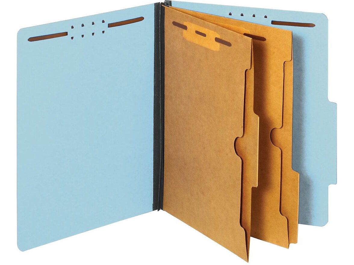 Pendaflex 60% Recycled Pressboard Classification Folder, 2-Dividers, 2 1/2" Expansion, Letter Size, Blue, 10/Box (24081P)