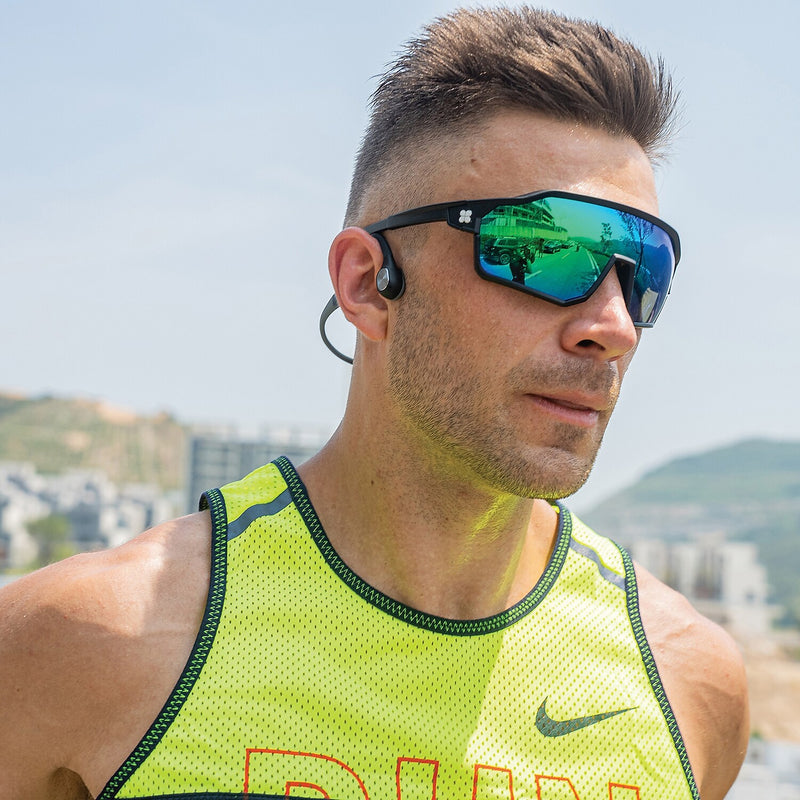 Mojawa Run Air/Mojo 2 Wireless Bone-Conduction Open-Ear Waterproof Headphones, Bluetooth, Black (RA-BK-GL-01)
