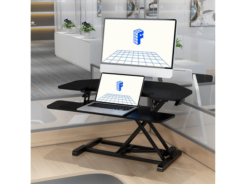 FlexiSpot M7 Series 36"W Manual Rectangular Adjustable Standing Desk Converter, Black (M7-E-36C)