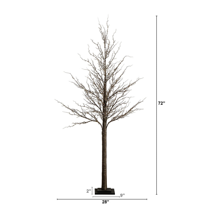 Nearly Natural 6-ft Pre-Lit Artificial Twig Tree with 480 Warm White LED Lights (T4929)