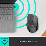 Logitech M705 Marathon Wireless Ergonomic Optical USB Mouse, Charcoal (910-001935)